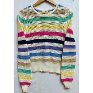 Gap Striped women’s Crochet Crewneck Sweater cotton Sz XS EXTRA SMALL